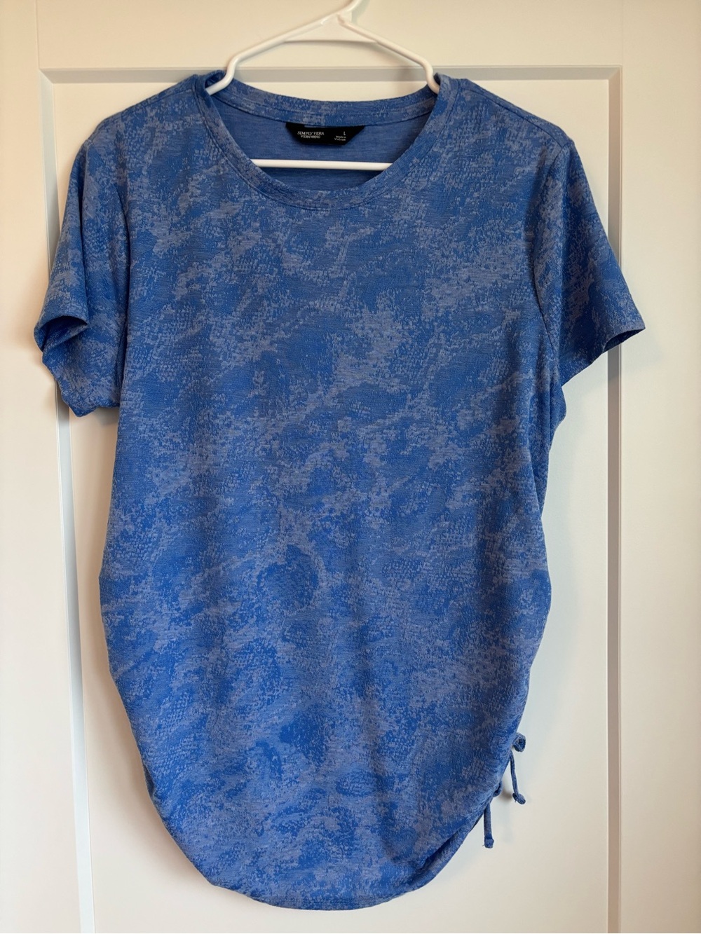 Women’sSimply Vera Wang Blue Short-Sleeve Crewneck Tee with Side Drawstring